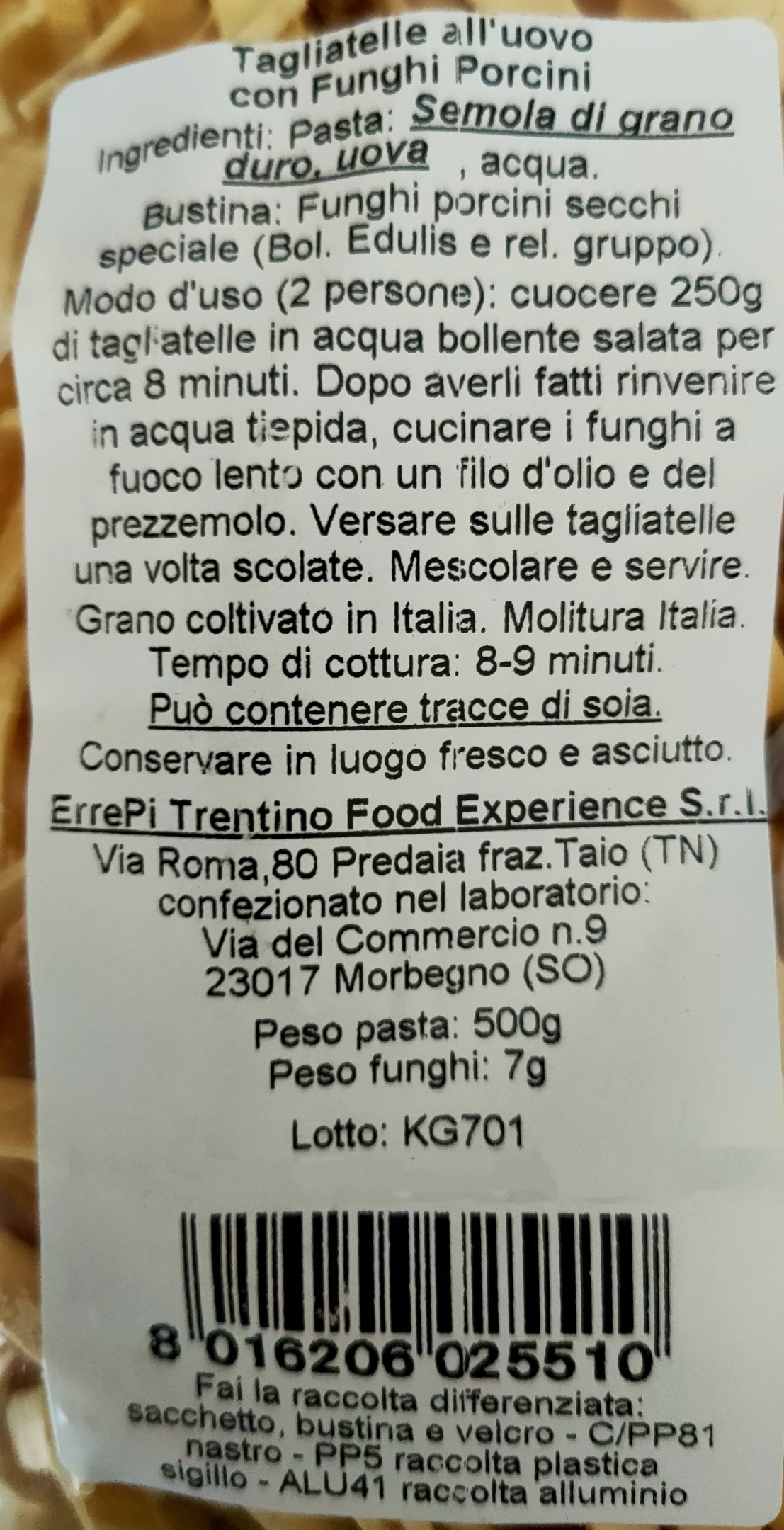 TAGLIATELLE CON PORCINI