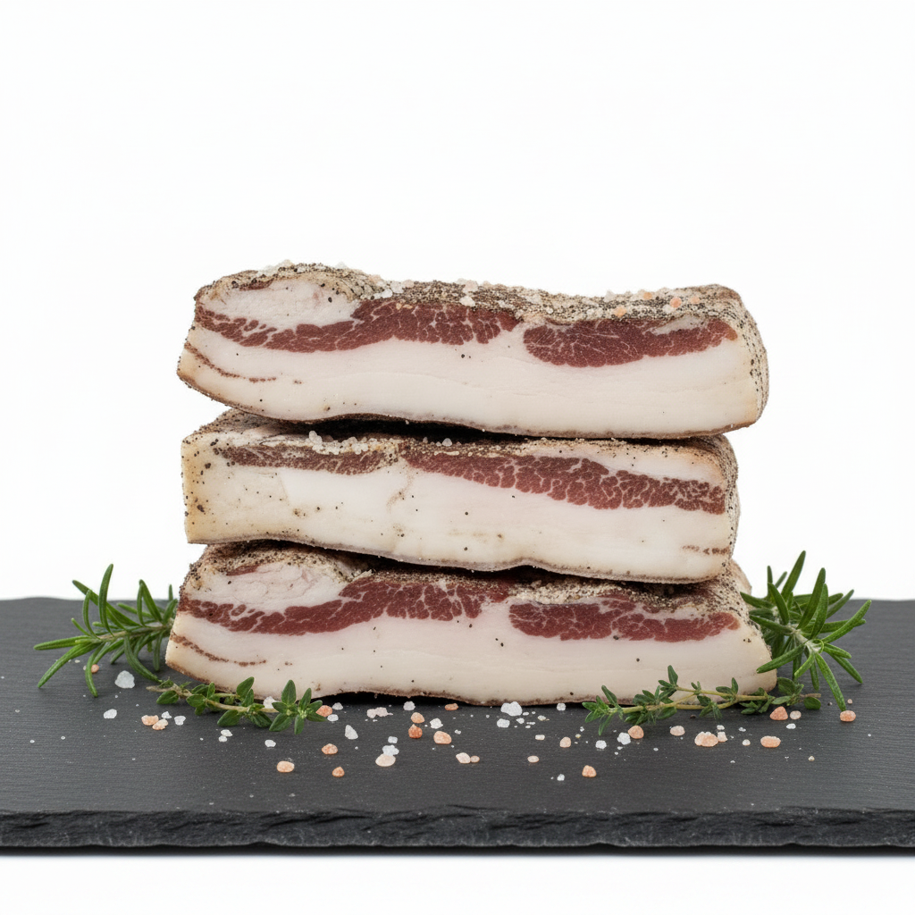 Pancetta su tagliere di ardesia