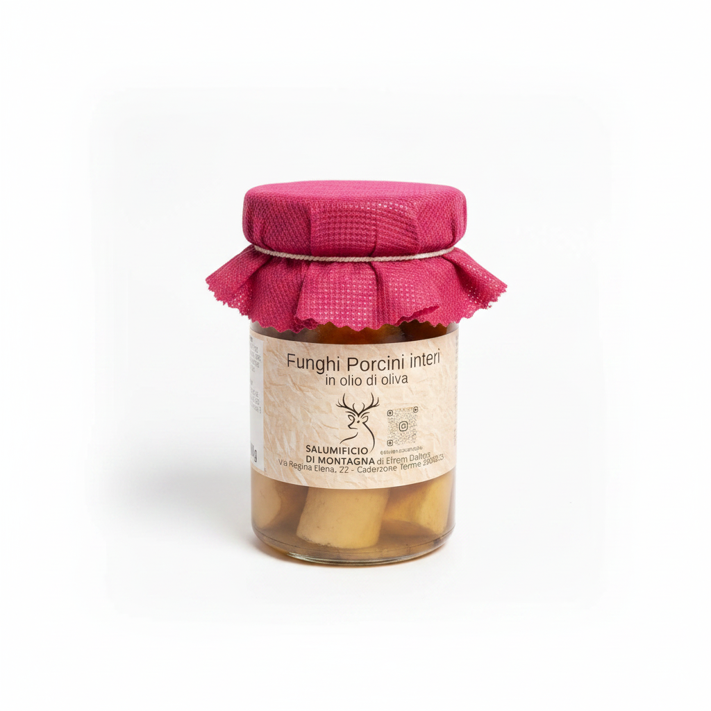 Porcini Interi in Olio d'Oliva - Sfondo Bianco 1:1