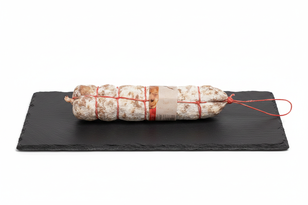 Salame con Cervo su Tagliere di Ardesia - Vista Laterale