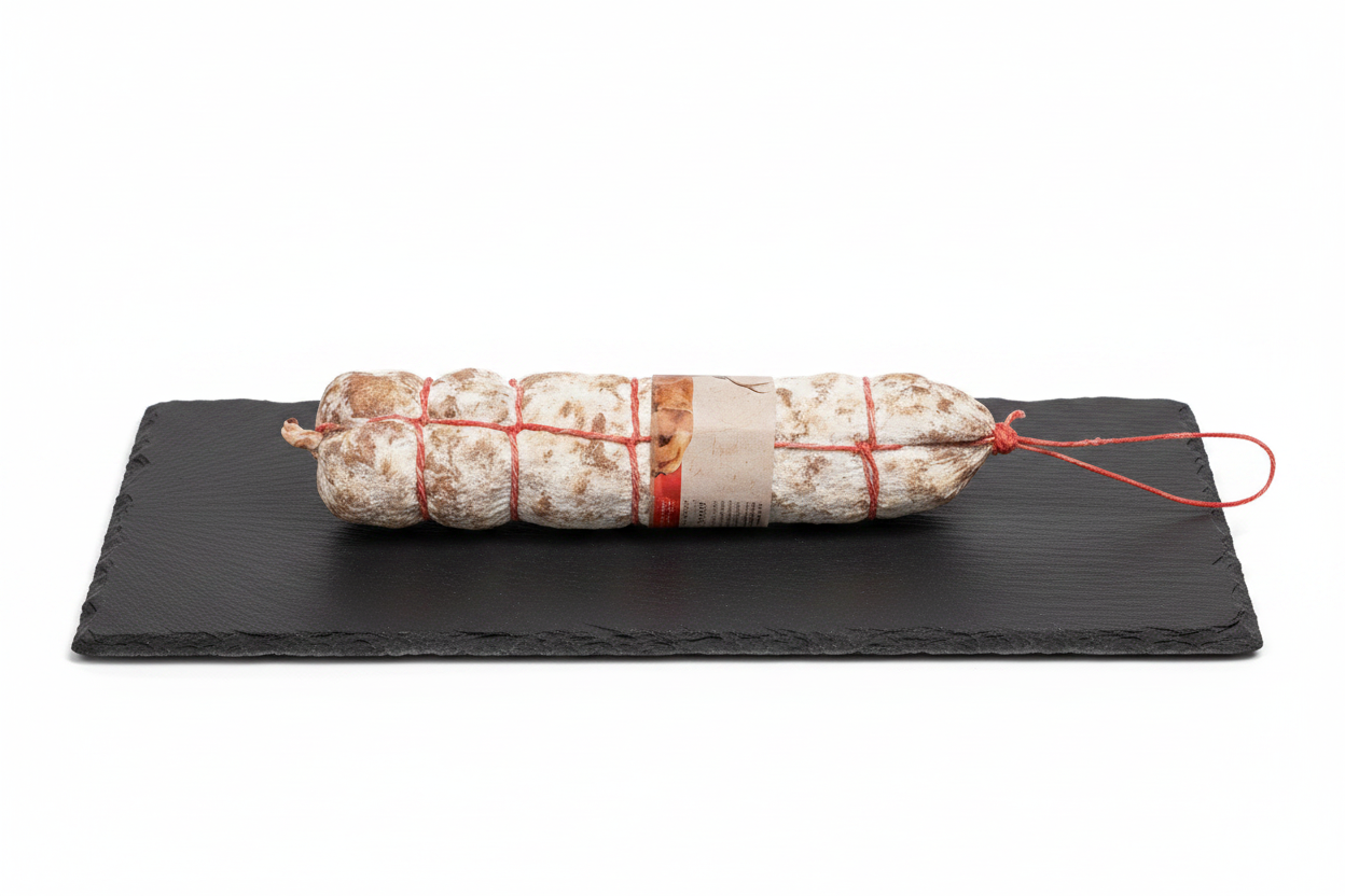 Salame con Cervo su Tagliere di Ardesia - Vista Laterale