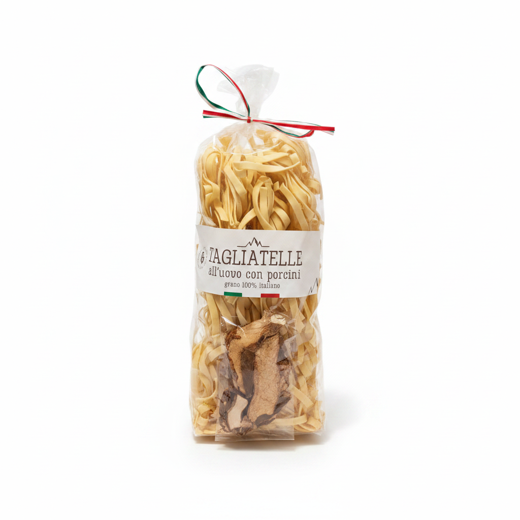 Tagliatelle con Porcini - Sfondo Bianco 1:1